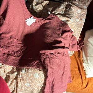 Auden Pink Ribbed Pajama Set